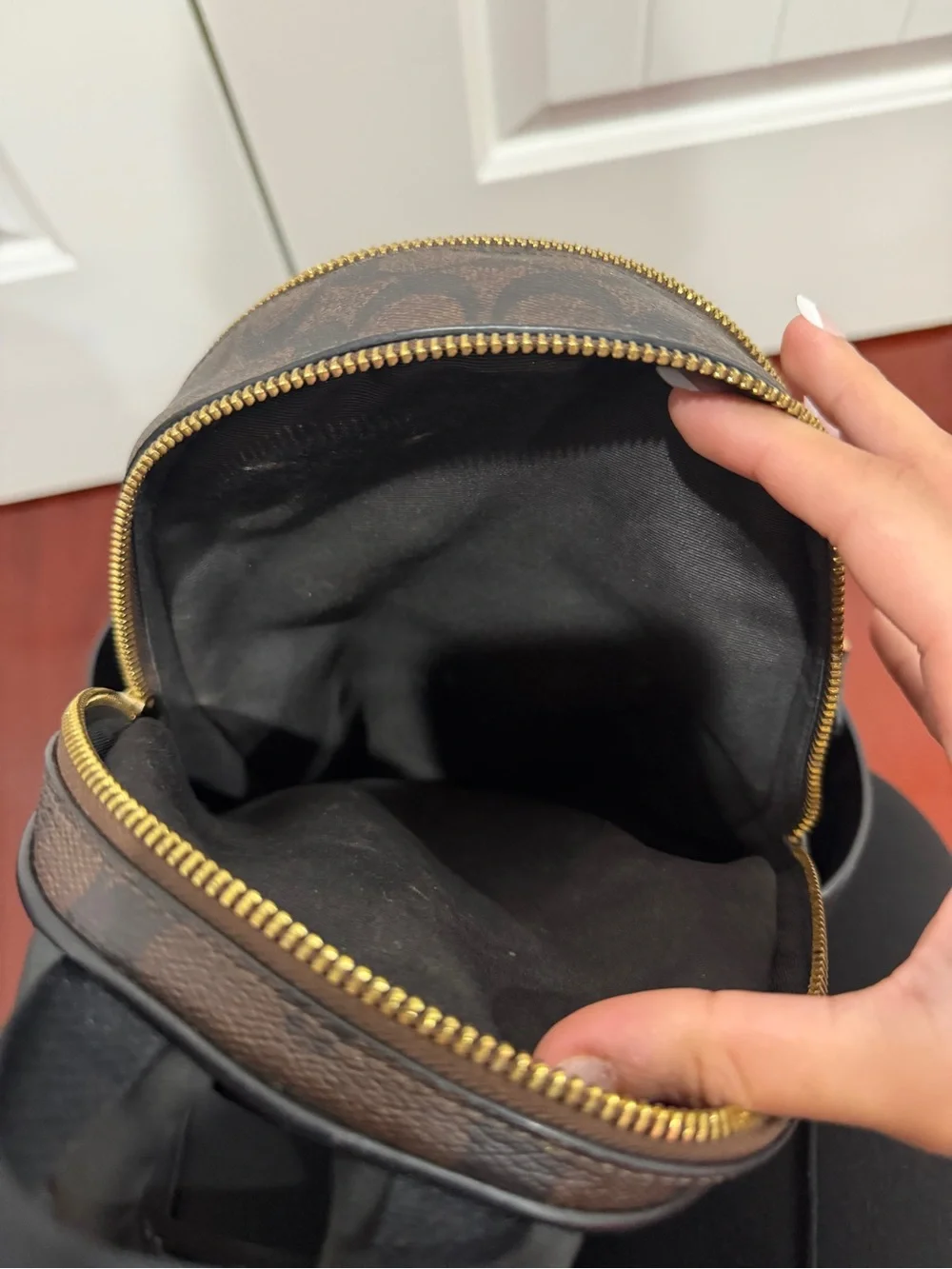 Coach Brown/Black Signature Mini Backpack with Gold Hardware